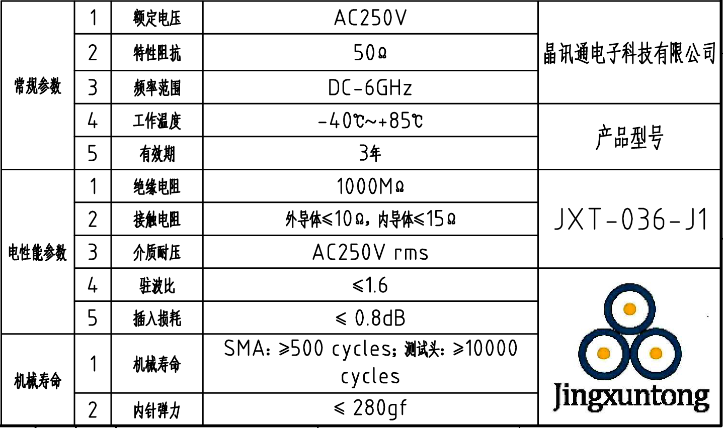 JXT-036-J1 2.產(chǎn)品參數(shù)
