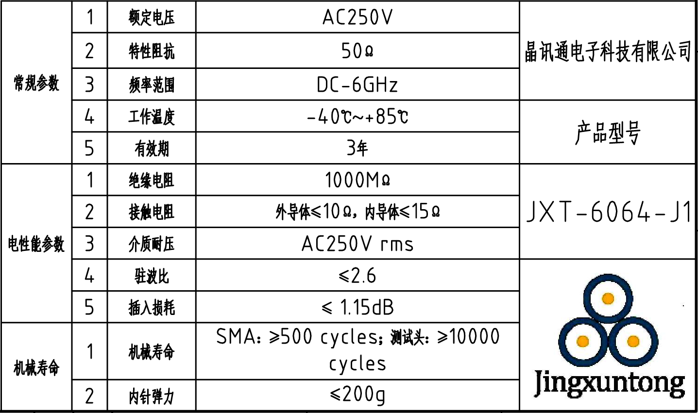 JXT-6064-J1 2.產品參數(shù)